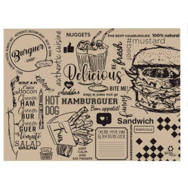 Papieren Placemats 30x40cm kraft "Burguer" 40g (1000 stuks)