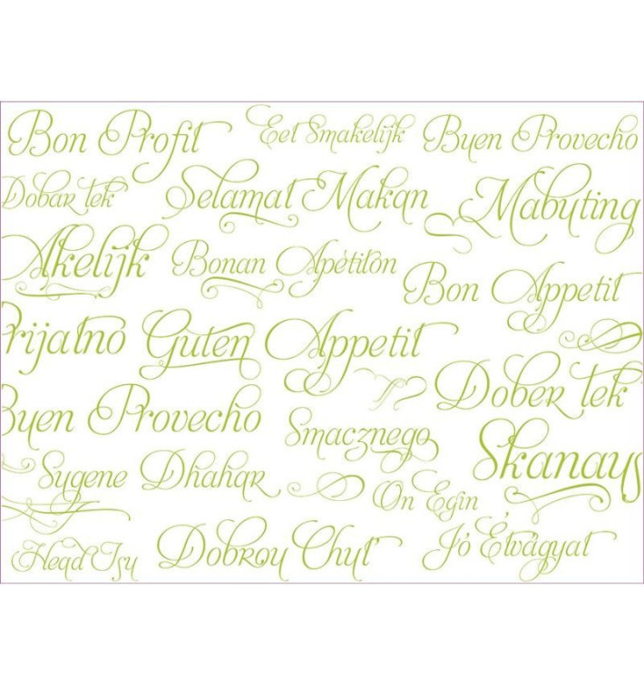 Papieren Placemats 30x40cm "Buen Provecho" Pistachio 40g (1000 stuks) Papieren Placemats 30x40cm "Buen Provecho" Pistachio 40g (1000 stuks)