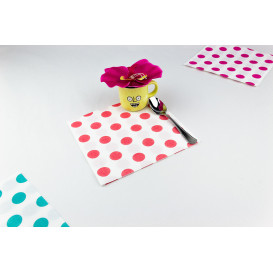 Papieren servet dubbel punt "Polkadots Rood" 40x40cm (50 stuks) 