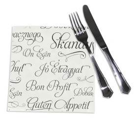 Papieren servet dubbel punt "Buen Provecho" 40x40cm (50 stuks) 