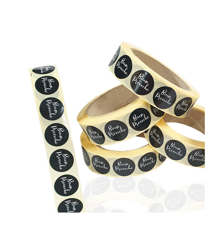 Ronde plakrol "Buen Provecho" Ø2,5cm (1 stuks) Ronde plakrol "Buen Provecho" Ø2,5cm (1 stuks)