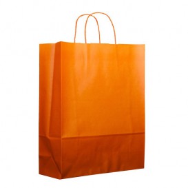 Papieren zak met handgrepen oranje 100g 25+11x31cm (25 stuks) 