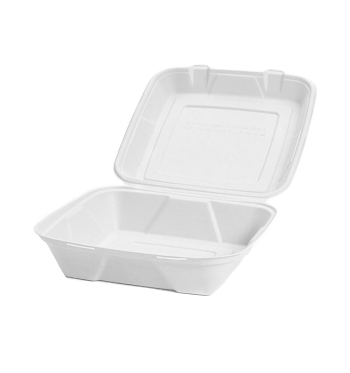 Suikerriet Gescharnierd Container "Menu Box" wit 24x23x7,7cm (50 stuks) Suikerriet Gescharnierd Container "Menu Box" wit 24x23x7,7cm (50 stuks)