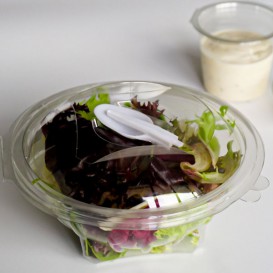 Plastic saladekom APET Rond vormig met lepel 500ml Ø15,6cm (60 stuks) 