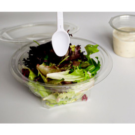 Plastic saladekom APET Rond vormig met lepel 500ml Ø15,6cm (60 stuks) 