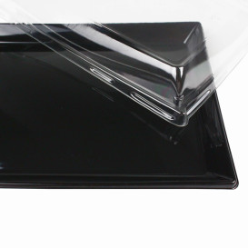 Plastic dienblad met Deksel zwart 16x22cm (120 stuks)
