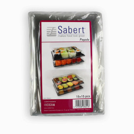 Plastic dienblad met Deksel zwart 16x22cm (15 stuks) 