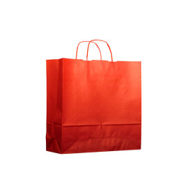 Papieren zak met handgrepen kraft rood 100g 22+9x23cm (200 stuks)