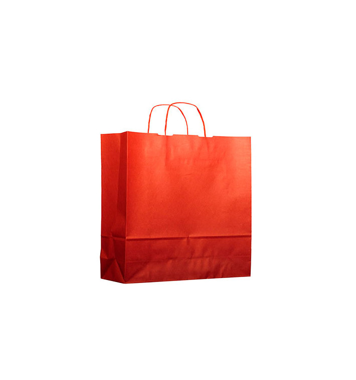 Papieren zak met handgrepen kraft rood 100g 22+9x23cm (25 stuks) Papieren zak met handgrepen kraft rood 100g 22+9x23cm (25 stuks)