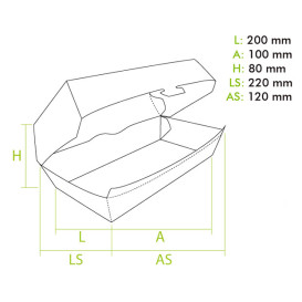 Sandwich Paper Container kraft 20x10x8cm (25 stuks)
