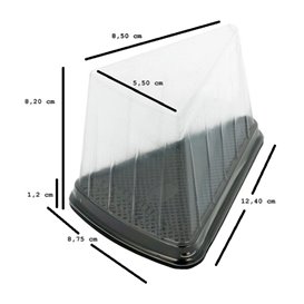 Plastic cakeplak Container transparant zwarte voet (50 stuks)