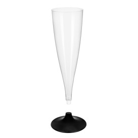 Plastic stam fluitglas Mousserende Wijn zwart 140ml 2P (20 stuks)