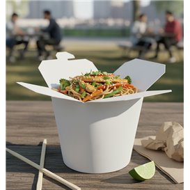 Papieren Take-Out Container 100% ECO Wit 16Oz/480ml (50 stuks)