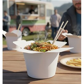 Papieren Take-Out Container 100% ECO Wit 26Oz/780ml (500 stuks)