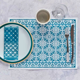 Papieren Placemats 30x40cm "Alhambra" Turkoois 50g/m² (1000 Stuks)