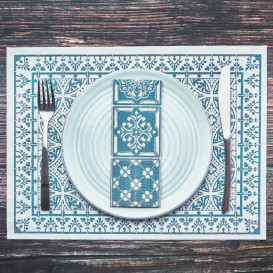 Papieren Placemats 30x40cm "Alhambra" Turkoois 50g/m² (1000 Stuks)