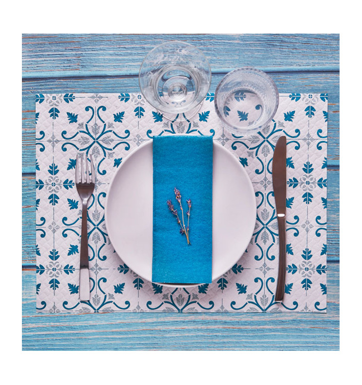 Papieren Placemats 30x40cm "La Valenciana" Turkoois 40g/m² (1000 Stuks) Papieren Placemats 30x40cm "La Valenciana" Turkoois 40g/m² (1000 Stuks)