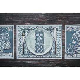 Papieren Servet Dubbel Punt 1/8 33x40cm "Alhambra" Turkoois (50 stuks) 