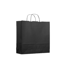 Papieren zak met handgrepen kraft zwart 100g 22+9x23cm (200 stuks)