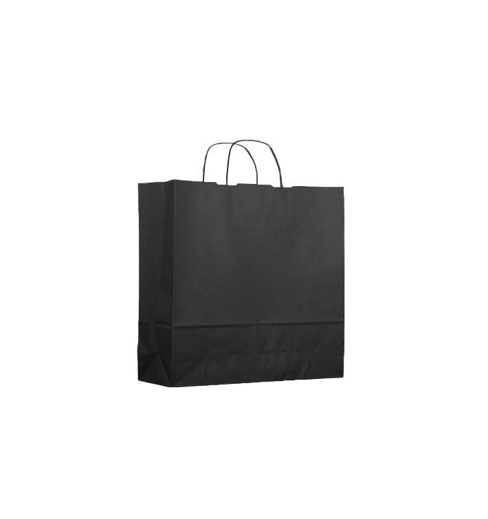 Papieren zak met handgrepen kraft zwart 100g 22+9x23cm (25 stuks) Papieren zak met handgrepen kraft zwart 100g 22+9x23cm (25 stuks)