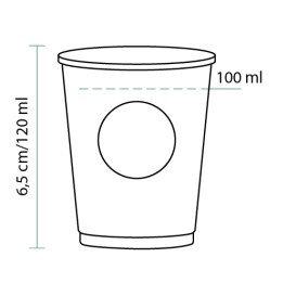 Papieren beker PLA "Biologisch" Eco-Vriendelijk 4 Oz/120ml Ø6,2cm (2000 stuks)