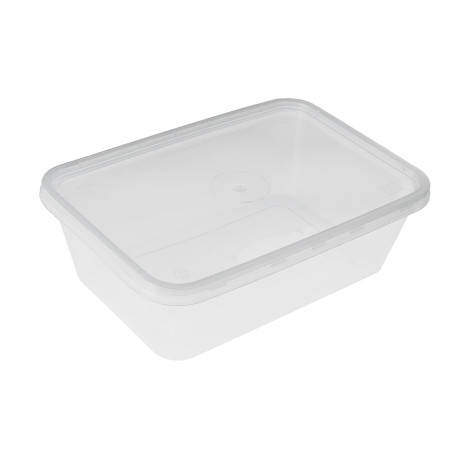 Plastic Container en Plastic Deksel PP Rechthoekige Vorm 500ml (50 Stuks)