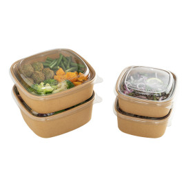 Vierkante Kraftpapier Container 500ml 13x13x5,6cm (50 Stuks)