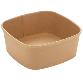 Vierkante Kraftpapier Container 1000ml 17x17x6,5cm (50 Stuks)