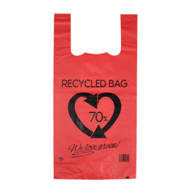 Plastic Hemddraagtassen 70% Gerecycled Rood 42x53cm 50µm (1.000 stuks)