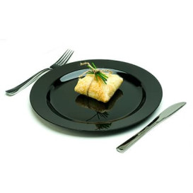Plastic bord Extra stijf zwart 26cm (20 stuks) 