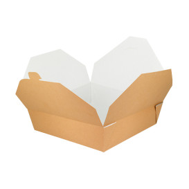Papieren take-out Container "American" Naturel 21,7x21,7x6cm 2910ml (35 stuks) 