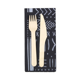 Papieren servet dubbel punt "Stammen" 1/8 40x40cm (30 stuks) 