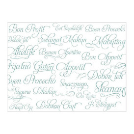 Placemat van Papier Turkoois "Buen Provecho" 30x40cm 40g/m² (1.000 Stuks)