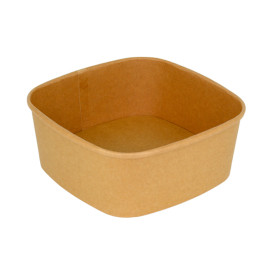 Vierkante Kraftpapier Container 1000ml 17x17x6,5cm (50 Stuks)