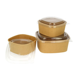 Vierkante Kraftpapier Container 500ml 13x13x5,6cm (50 Stuks)