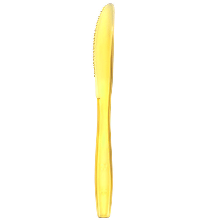 Plastic PS mes Premium geel 19cm (50 stuks) Plastic PS mes Premium geel 19cm (50 stuks)