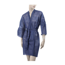 Wegwerp-laboratoriumjas "Kimono" Das belt zak"TST" PP blauw XL (10 stuks)
