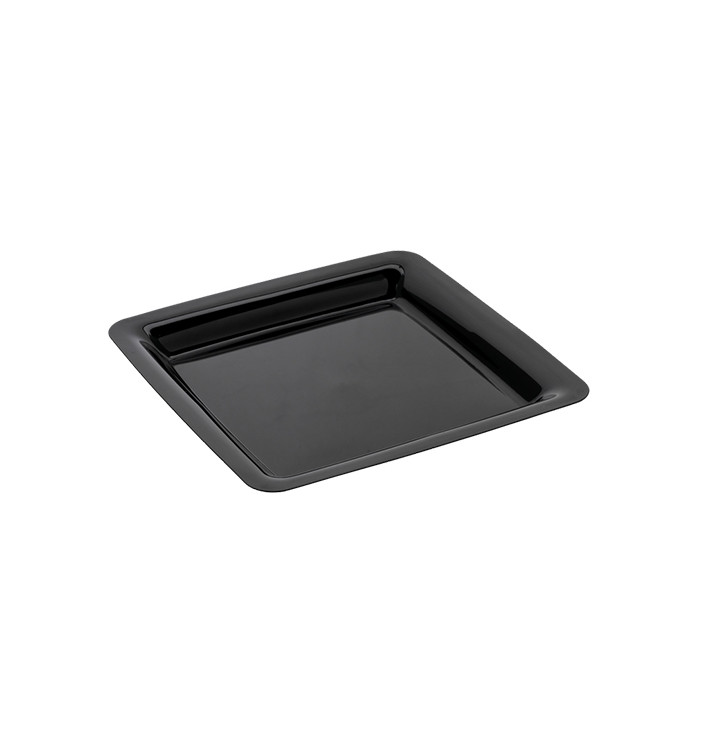 Plastic bord Vierkant extra sterk zwart 18x18cm (20 stuks) Plastic bord Vierkant extra sterk zwart 18x18cm (20 stuks)
