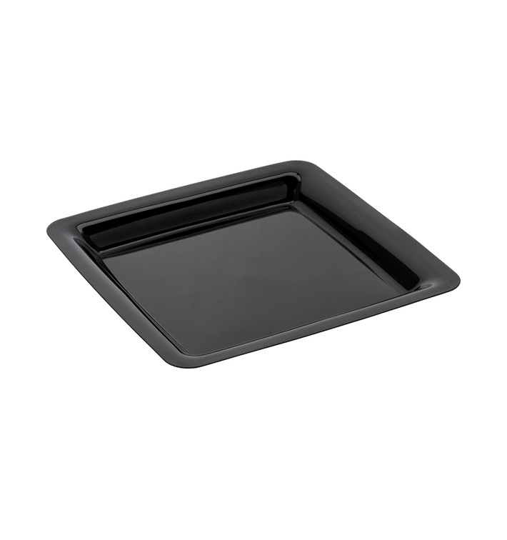 Plastic bord Vierkant extra sterk zwart 22,5x22,5cm (200 stuks) Plastic bord Vierkant extra sterk zwart 22,5x22,5cm (200 stuks)