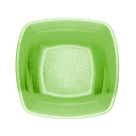Plastic bord Diep limoengroen Vierkant PP 18 cm (300 stuks)