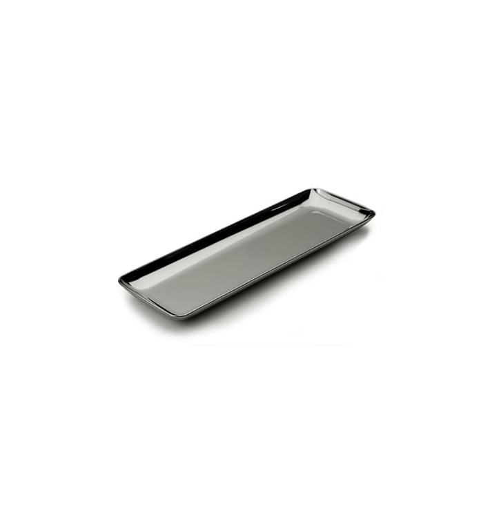 Plastic Proeving dienblad PS zilver 6x19 cm Plastic Proeving dienblad PS zilver 6x19 cm