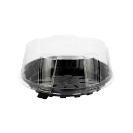 Plastic Cakeplak Container APET Zwart Ø16cm (10 Stuks)