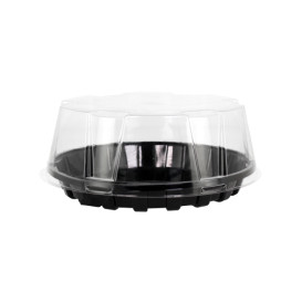 Plastic Cakeplak Container APET Zwart Ø16cm (10 Stuks)