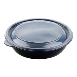 Plastic deli Container met Deksel PP zwart 1000ml Ø19x5cm (90 stuks)