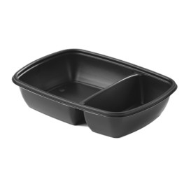 Plastic deli Container met Deksel PP zwart 2C 1300ml 28x20cm (90 stuks)