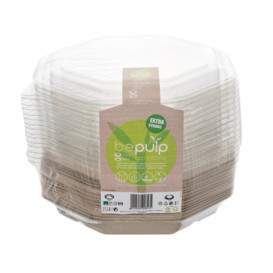 Octogonale Suikerrietcontainer met Deksel 830 ml 23x23cm (90 stuks)