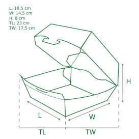 Kraft hamburgerbox Giant 23x17,5x8cm (175 stuks)