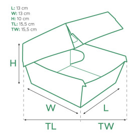 Bakjes Hamburger Kraft Kartonnen 15,5x15,5x10cm (200 Stuks)