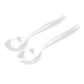Plastic lepel  en vork PS Saladetransparant 