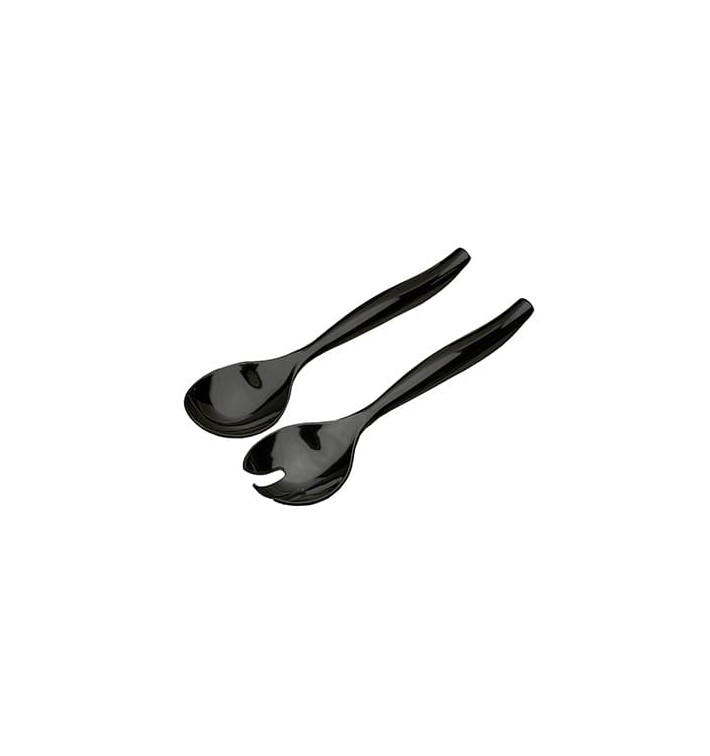 Plastic lepel en vork PS Saladezwart Plastic lepel en vork PS Saladezwart